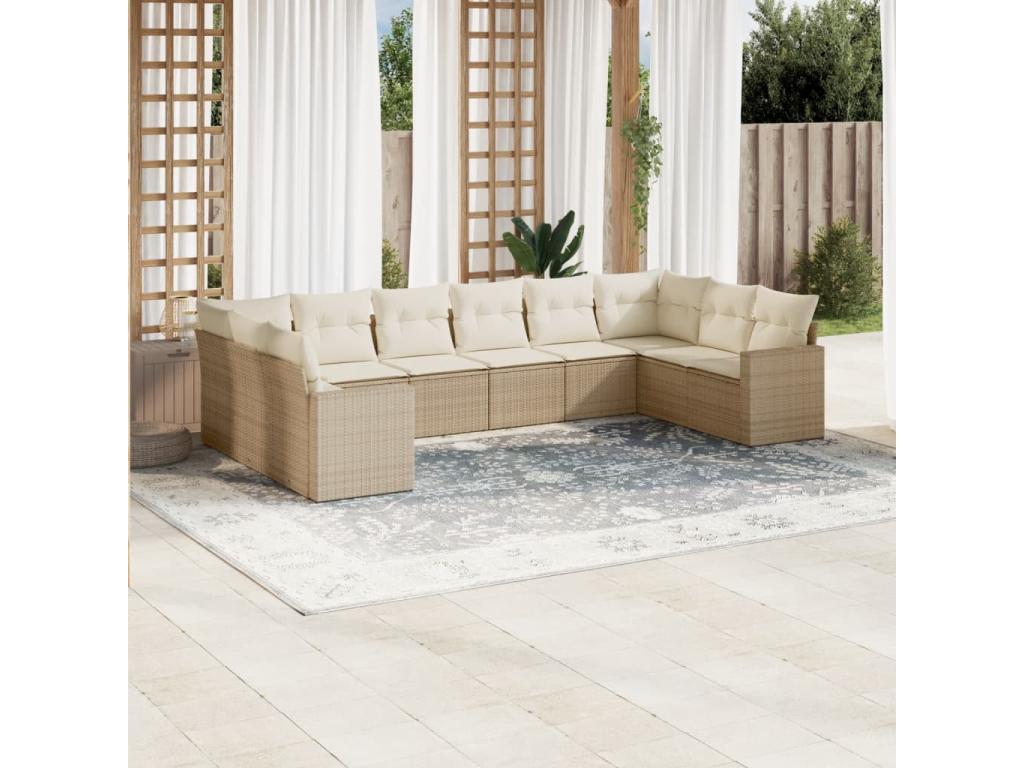 Ensemble de mobilier de jardin en résine tressée beige