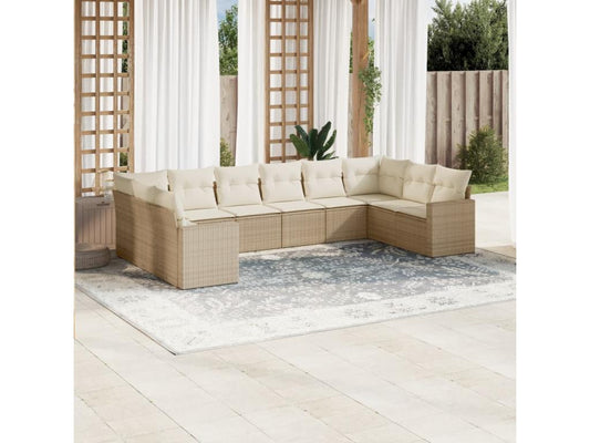 Ensemble de mobilier de jardin en résine tressée beige