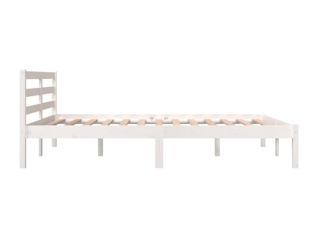 Cadre de lit en bois massif blanc, 140 x 190 cm