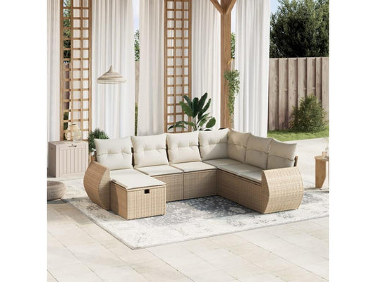 Ensemble de mobilier de jardin en résine tressée beige