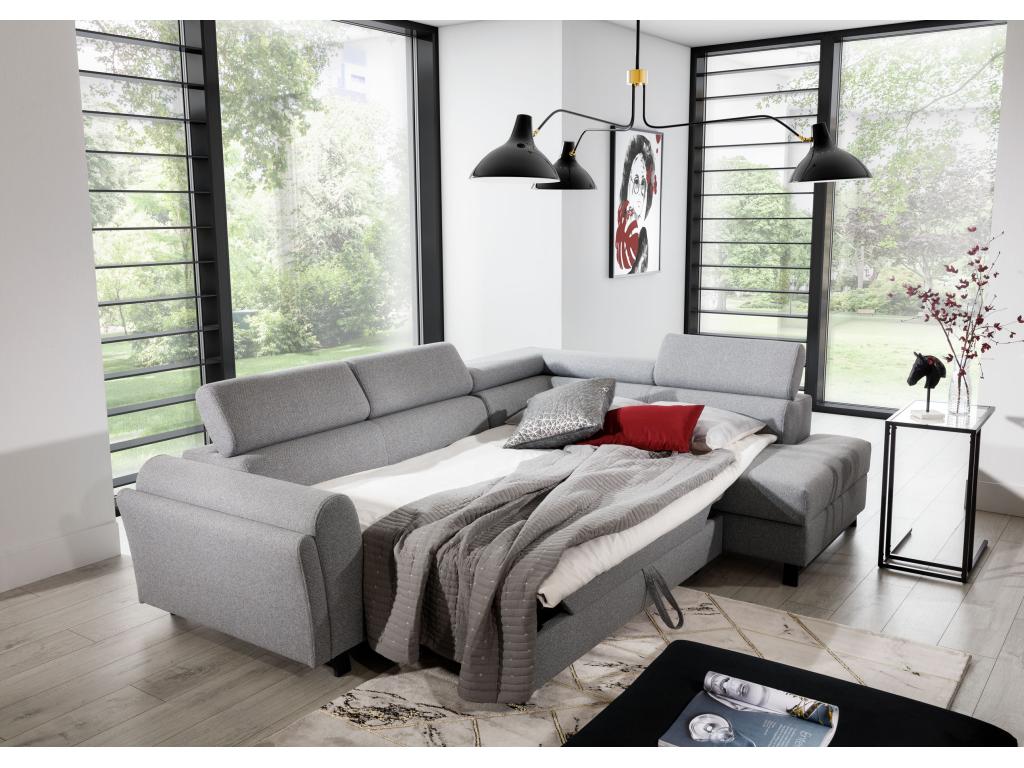 Canapé-lit en cuir beige