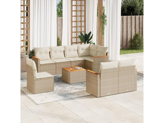 Ensemble de mobilier de jardin en résine tressée beige