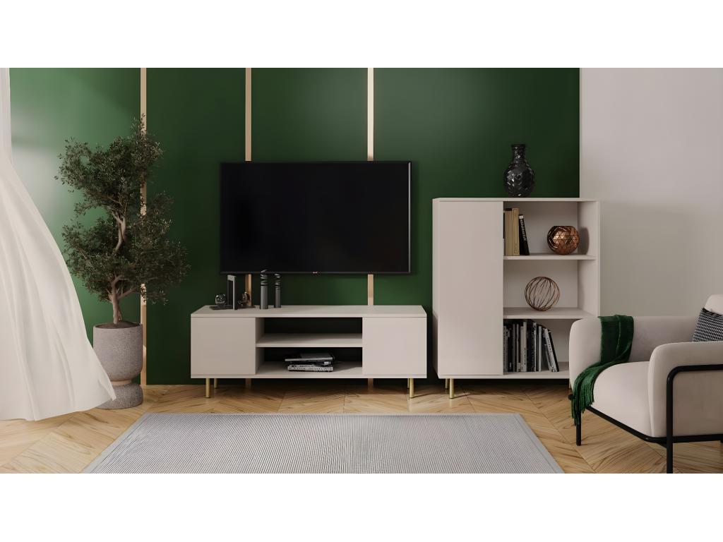 Meuble TV beige, 155 x 40 x 48 cm