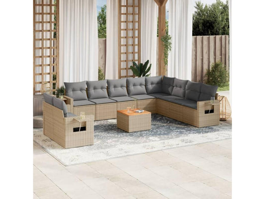 Ensemble de mobilier de jardin en résine tressée beige