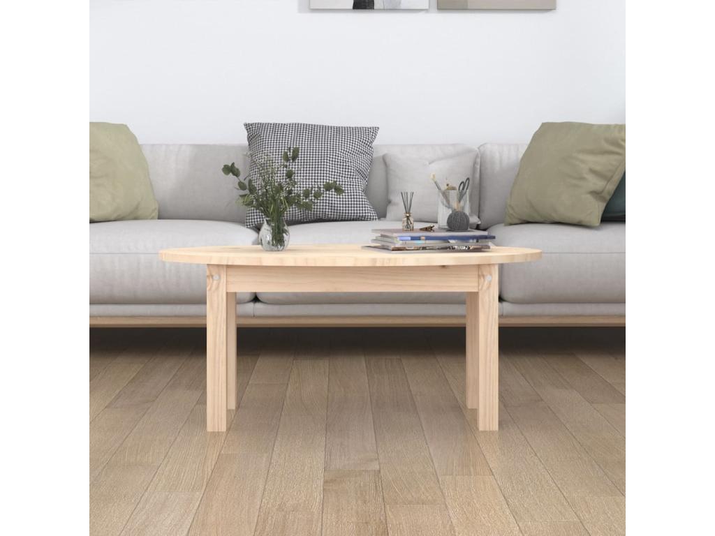 Table basse en bois massif marron, 80 x 40 x 35 cm