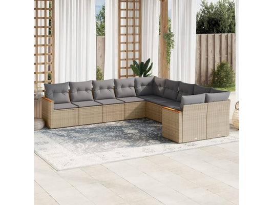 Ensemble de mobilier de jardin en résine tressée beige