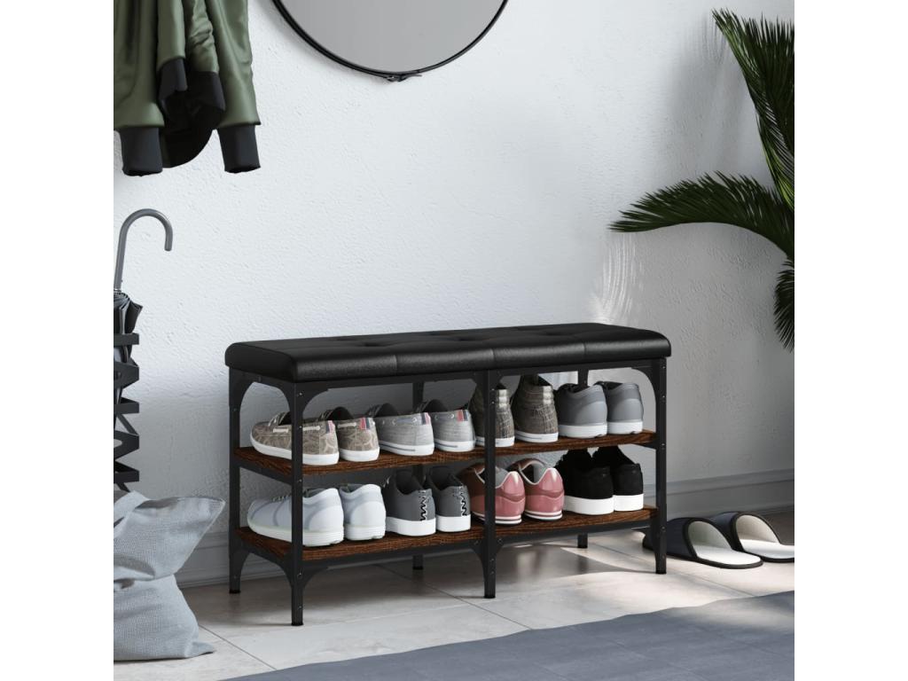 Banc en bois d'ingénierie brun, 82 x 32 x 47 cm