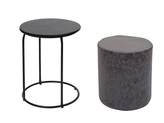 Table basse en similicuir noir