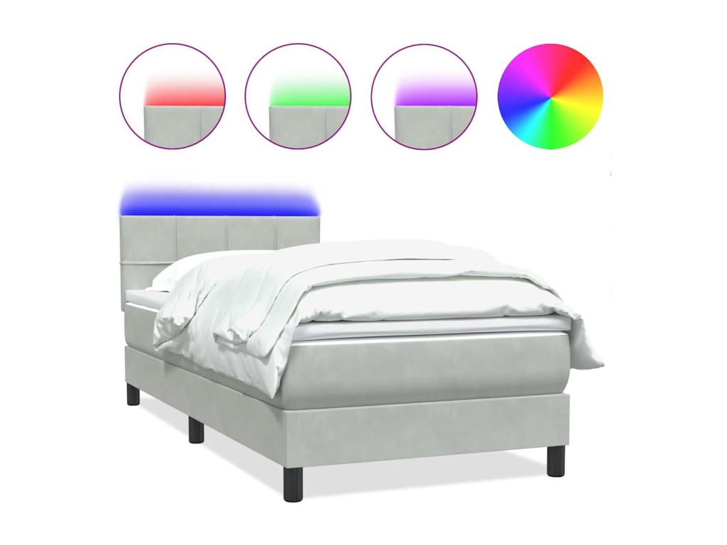 Matelas en velours gris, 80 x 220 cm