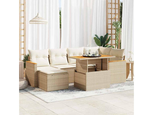 Ensemble de mobilier de jardin en résine tressée beige