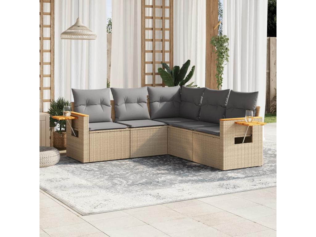 Ensemble de mobilier de jardin en résine tressée beige