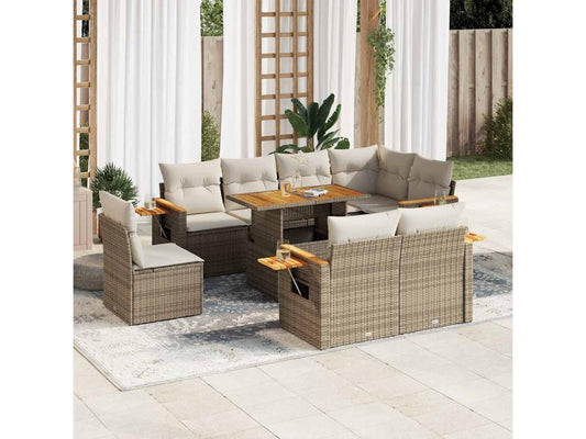 Ensemble de mobilier de jardin en résine tressée beige