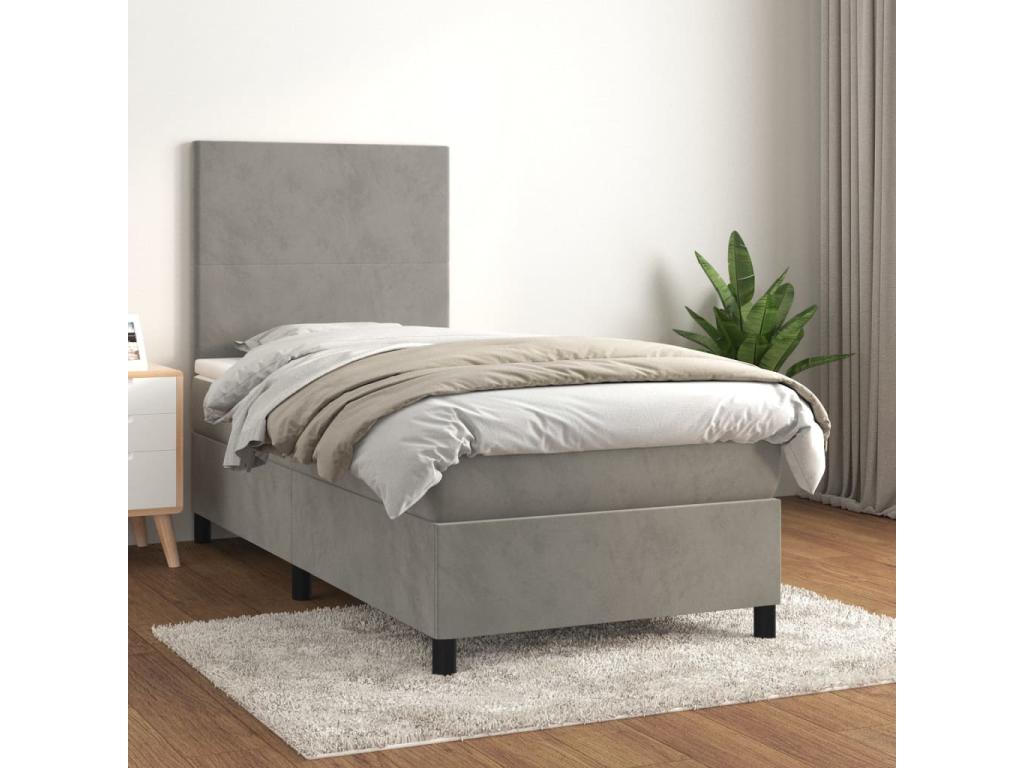 Matelas en velours gris, 90 x 200 cm