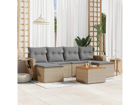 Ensemble de mobilier de jardin en résine tressée beige