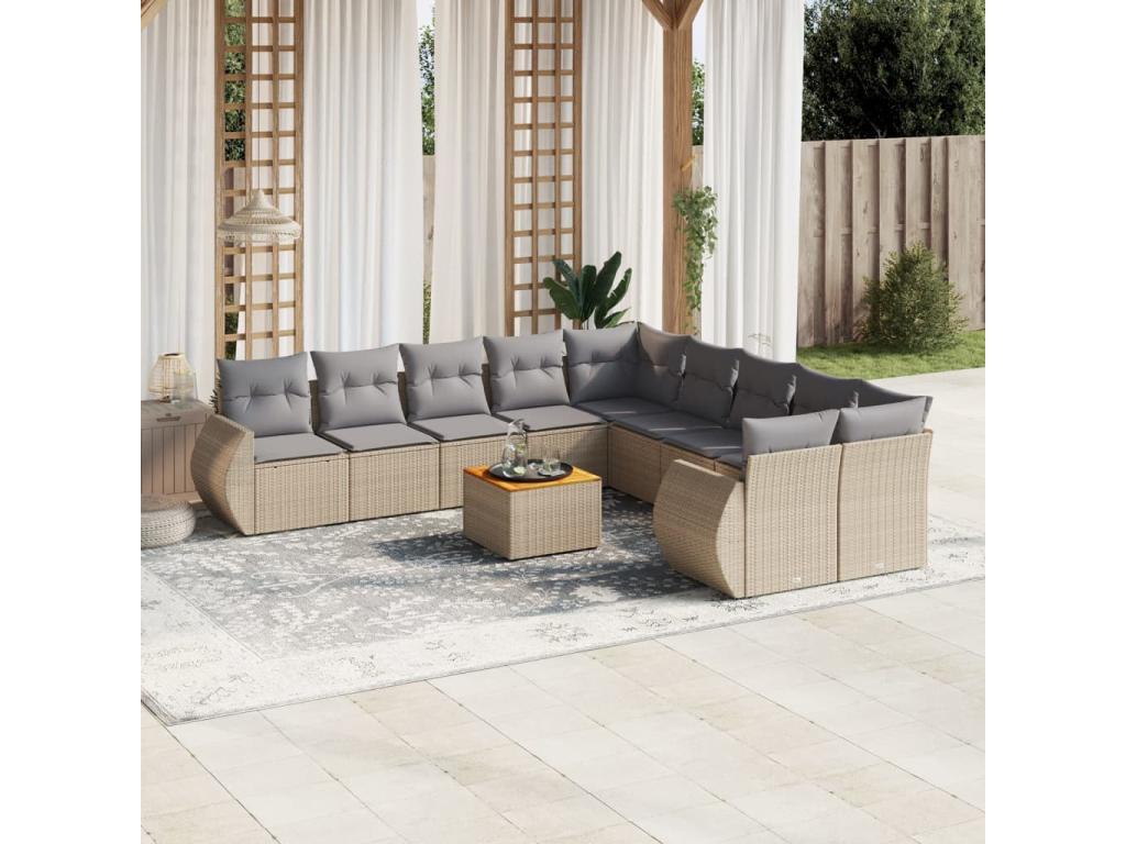 Ensemble de mobilier de jardin en résine tressée beige