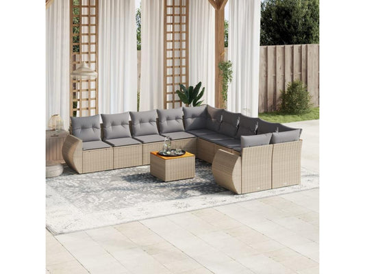 Ensemble de mobilier de jardin en résine tressée beige