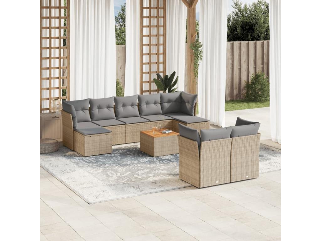 Ensemble de mobilier de jardin en résine tressée beige