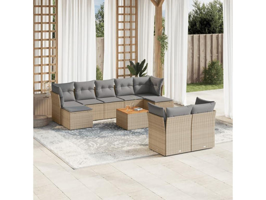 Ensemble de mobilier de jardin en résine tressée beige