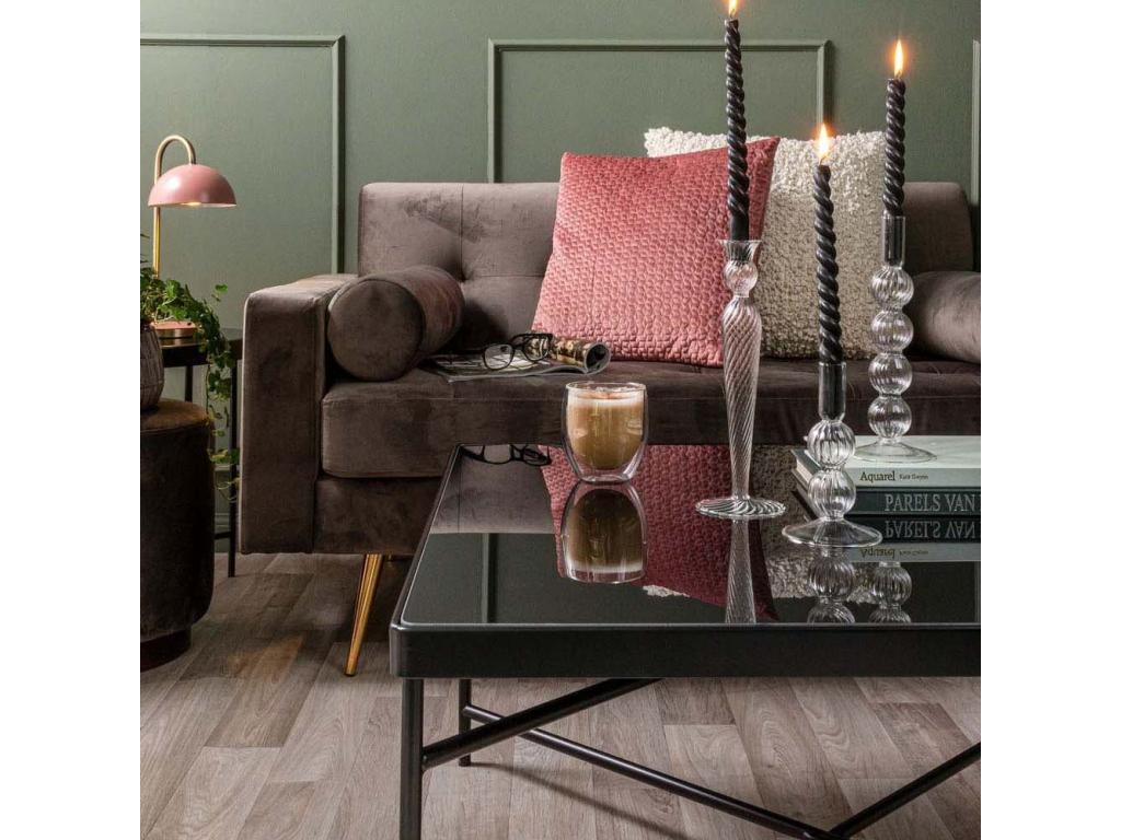 Table basse en verre noir, 80 x 80 x 40 cm