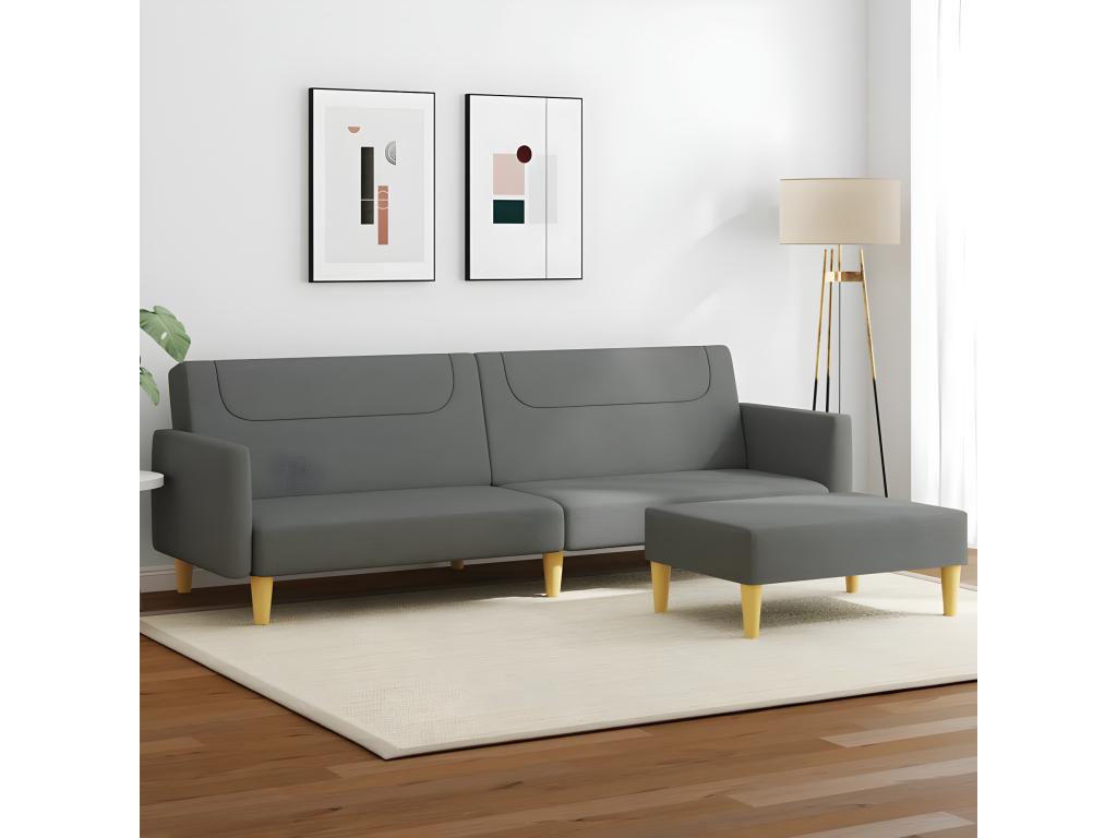 Canapé-lit en tissu gris