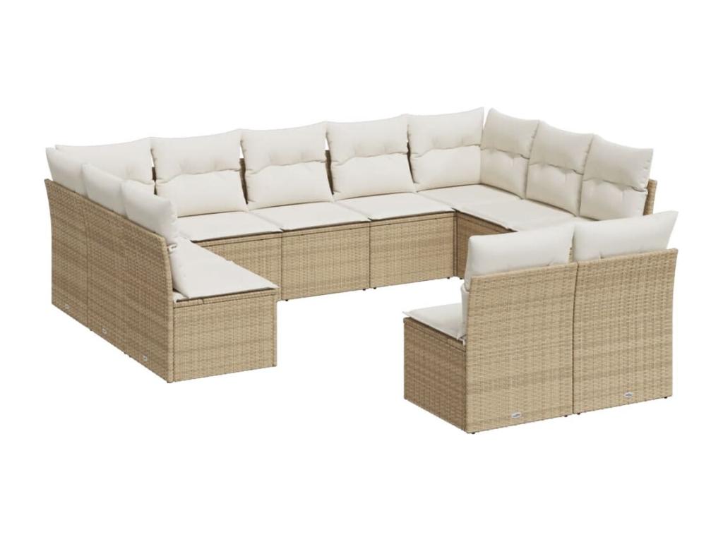 Ensemble de mobilier de jardin en résine tressée beige