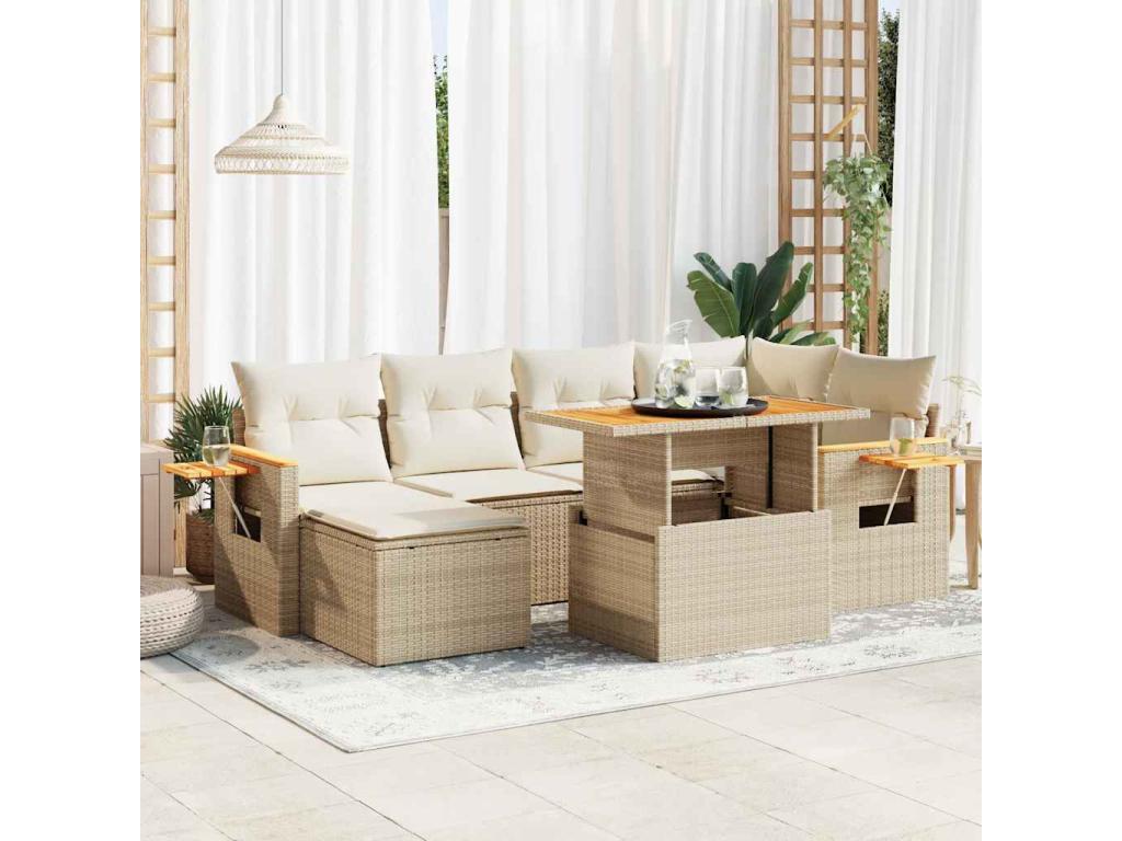 Ensemble de mobilier de jardin en résine tressée beige
