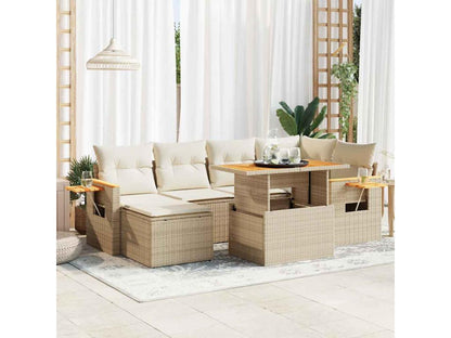Ensemble de mobilier de jardin en résine tressée beige