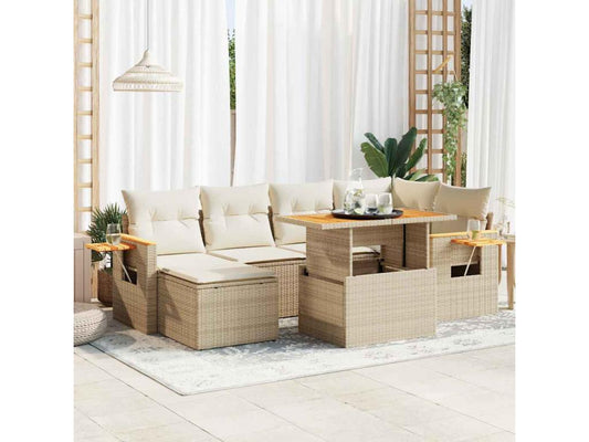 Ensemble de mobilier de jardin en résine tressée beige