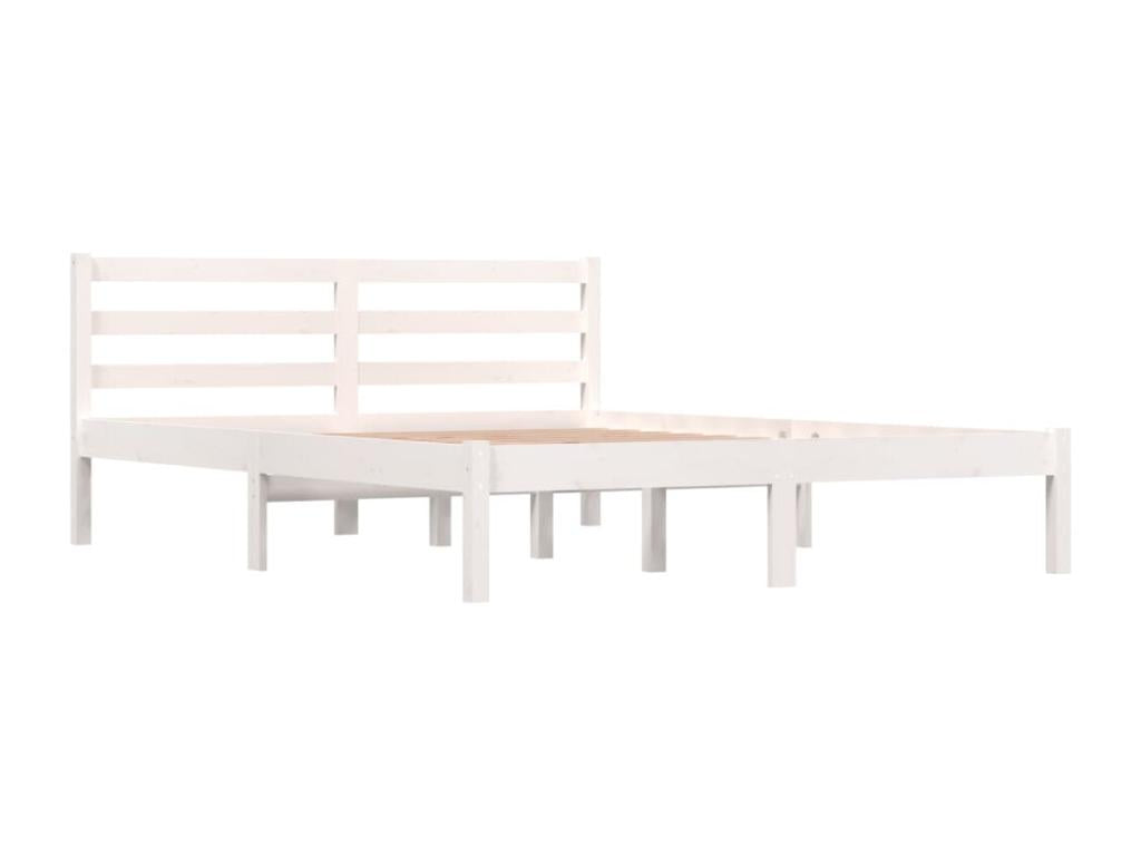 Cadre de lit en bois massif blanc, 140 x 190 cm