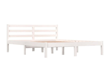 Cadre de lit en bois massif blanc, 140 x 190 cm