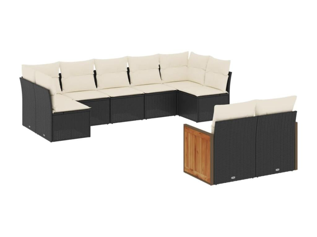 Ensemble de mobilier d'extérieur en résine tressée noire