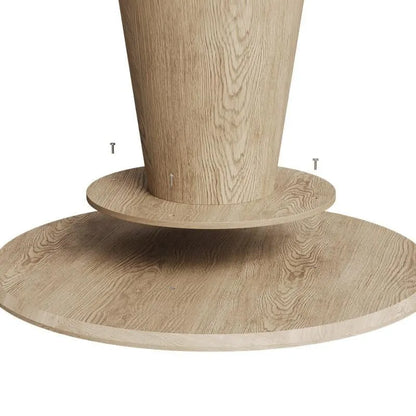Table de salle à manger ronde pour 4 à 6 personnes, table en bois naturel avec pied conique en bois, style rustique et minimaliste