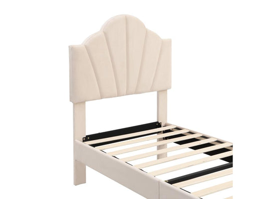 Meuble d'intérieur en velours beige, 90 x 200 cm