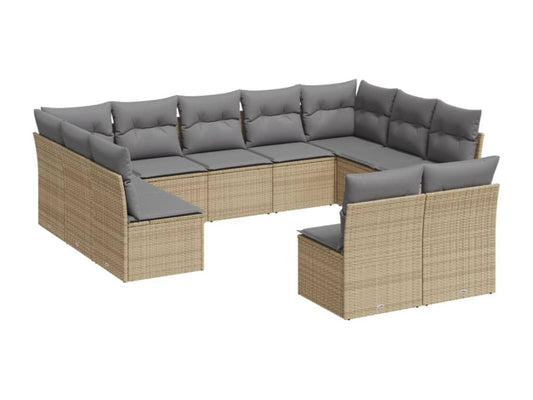 Ensemble de mobilier de jardin en résine tressée beige