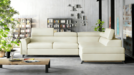 Canapé-lit en cuir beige