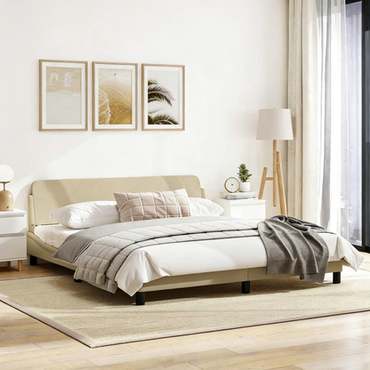 Cadre de lit en tissu beige, 180 x 200 cm