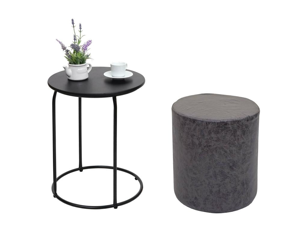 Table basse en similicuir noir