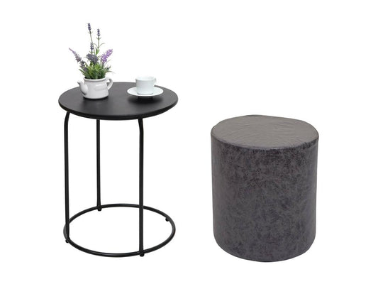 Table basse en similicuir noir