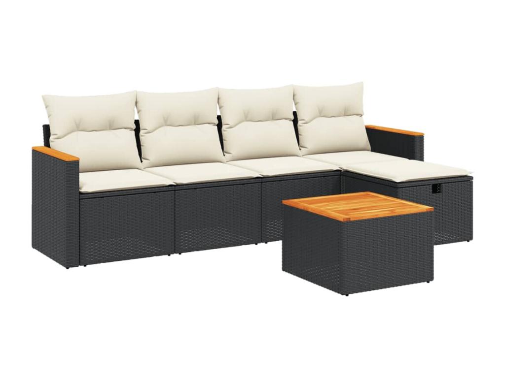 Ensemble de mobilier d'extérieur en résine tressée noire