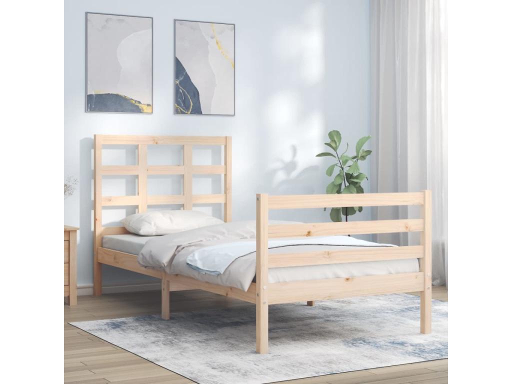 Cadre de lit en bois massif brun