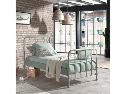 Cadre de lit enfant en métal vert, 90 x 200 cm