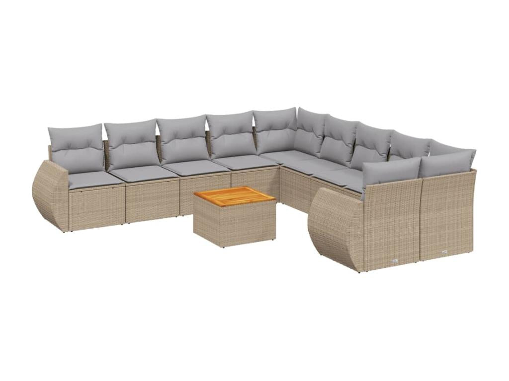 Ensemble de mobilier de jardin en résine tressée beige