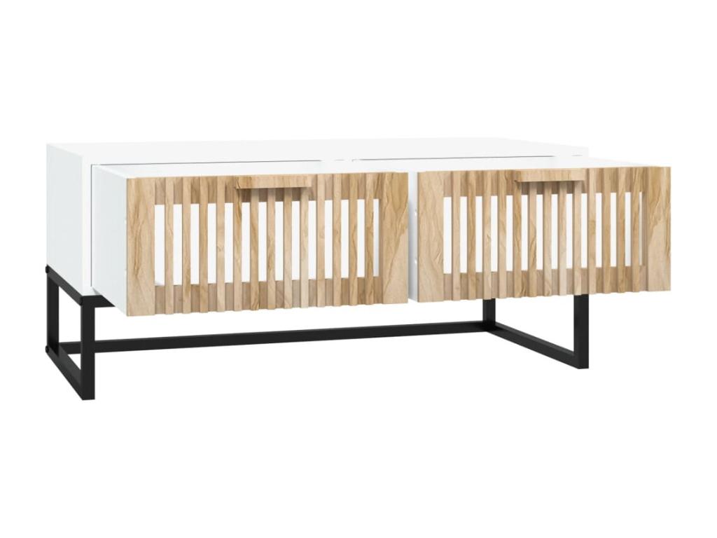 Table basse en bois d'ingénierie blanc, 80 x 40 x 35 cm