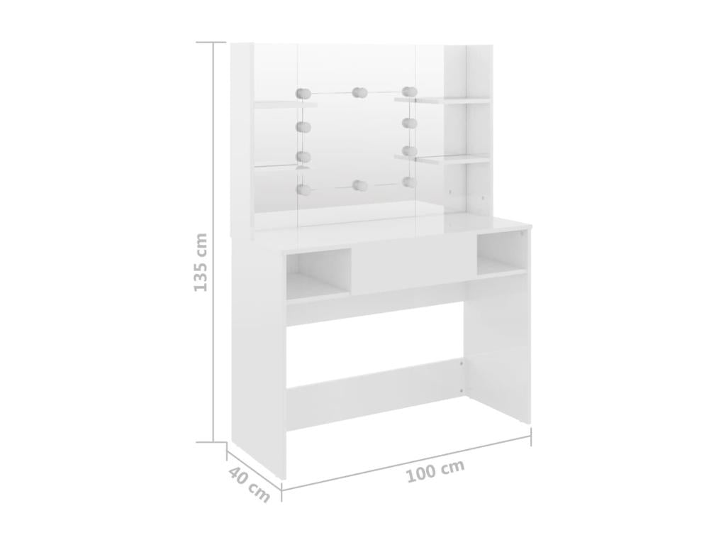 Table blanche, 100 x 40 x 135 cm