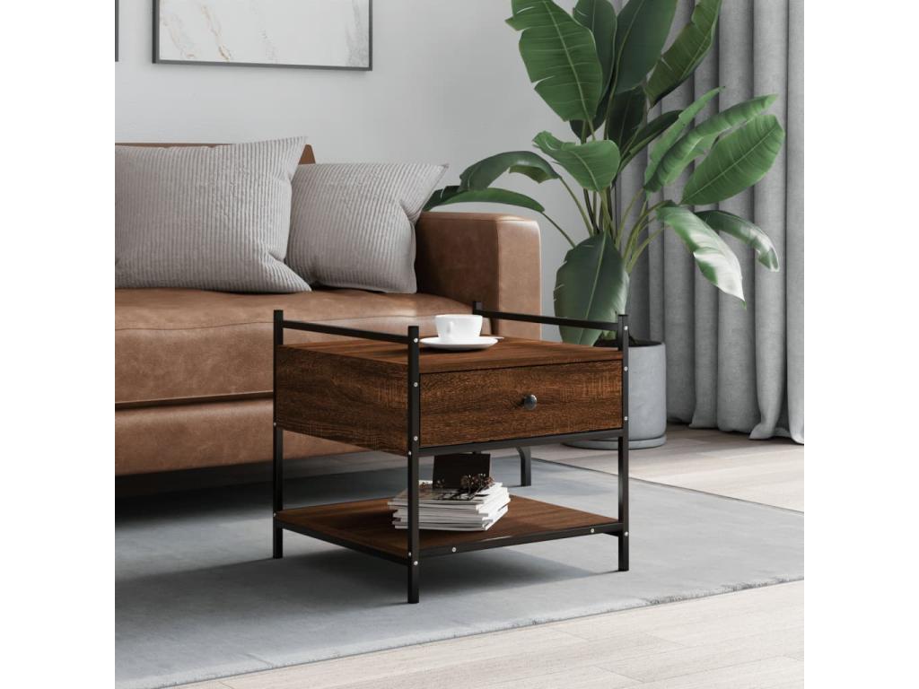 Table basse en bois composite marron, 50 x 50 x 50 cm