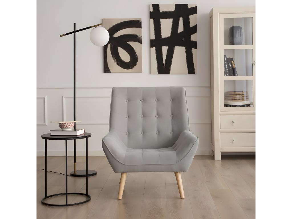 Fauteuil d'appoint en tissu gris, 83 x 93 cm