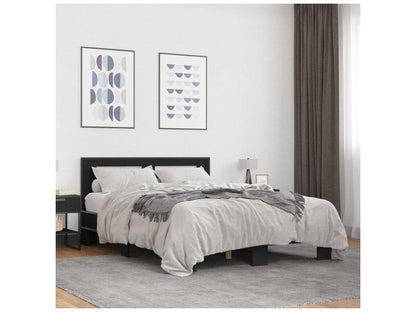 Cadre de lit en bois d'ingénierie noir, 120 x 200 cm