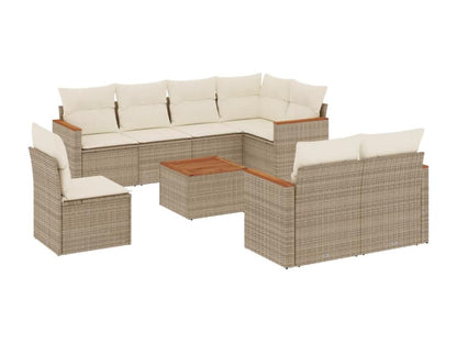 Ensemble de mobilier de jardin en résine tressée beige