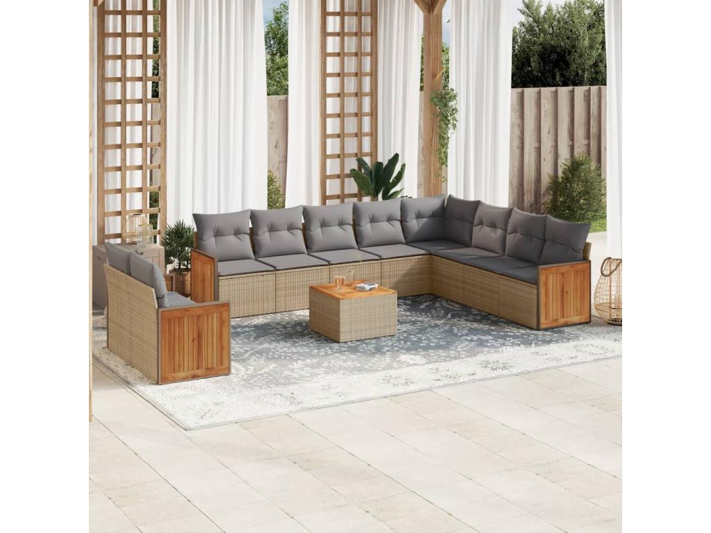 Ensemble de mobilier de jardin en résine tressée beige