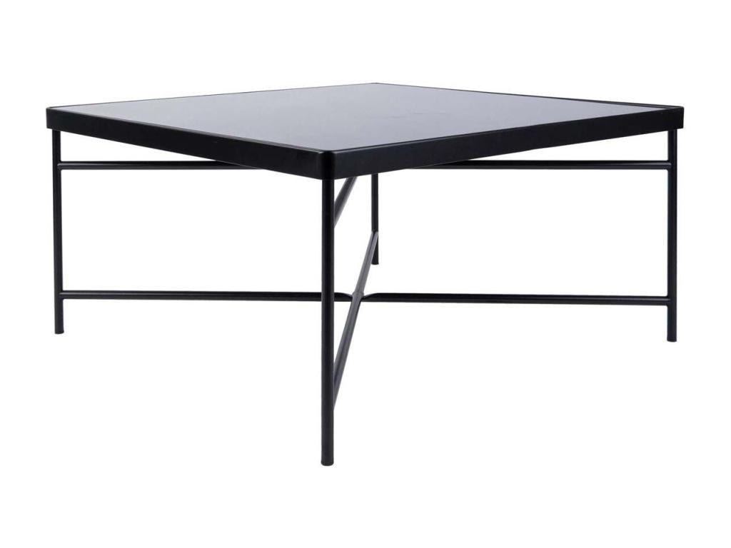 Table basse en verre noir, 80 x 80 x 40 cm